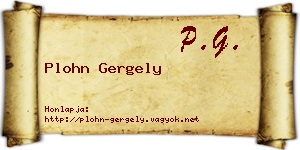 Plohn Gergely névjegykártya